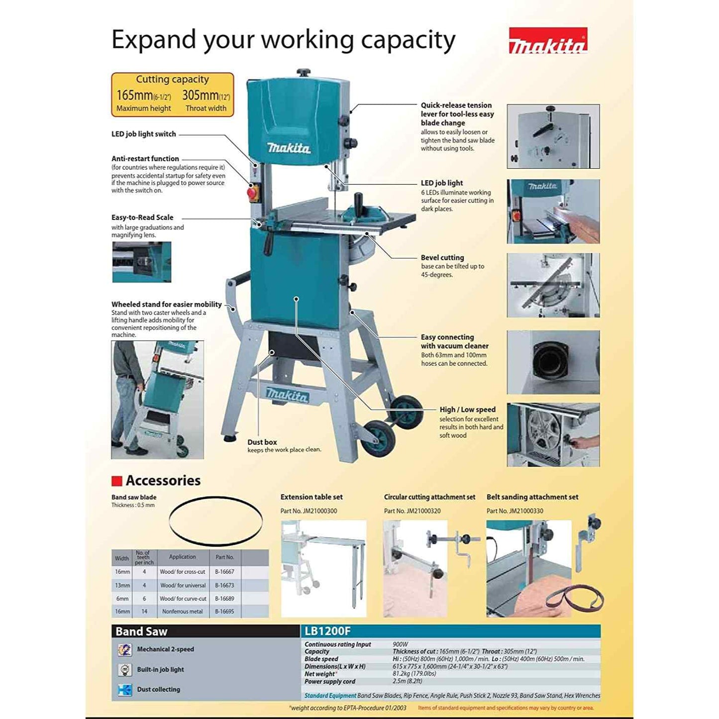 Makita LB1200F Vertical Band Saw 305mm / 12" 900 Watt